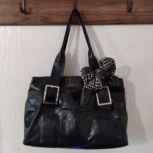 Kenneth Cole Large Elegant Black Leather Satchel Bag